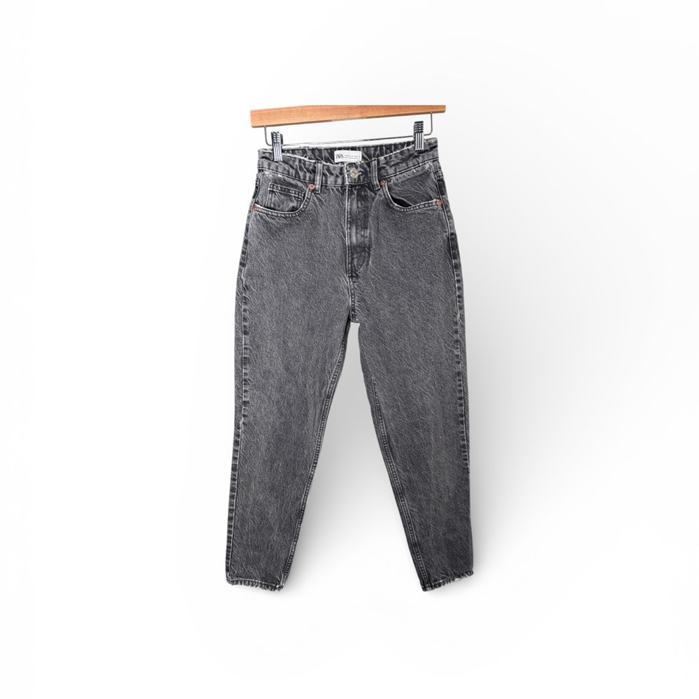 Zara Black High Waisted Straight Leg Jeans Size 4 Faded Wash